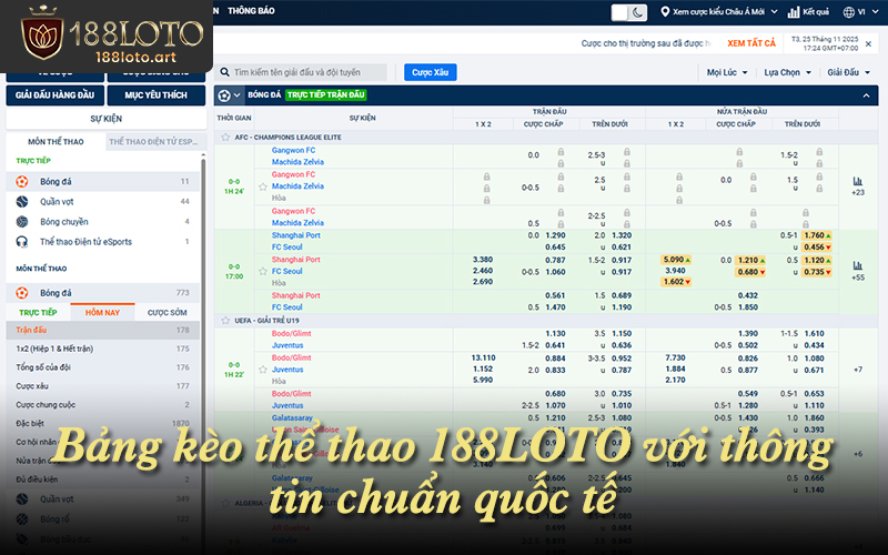 Kèo thể thao 188LOTO chuẩn quốc tế, dữ liệu minh bạch