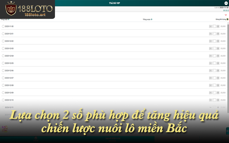 Lựa chọn 2 số phù hợp để tăng hiệu quả chiến lược nuôi lô miền Bắc