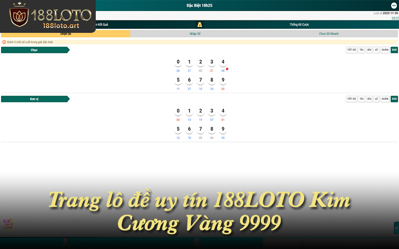 Trang lô đề uy tín 188LOTO Kim Cương Vàng 9999